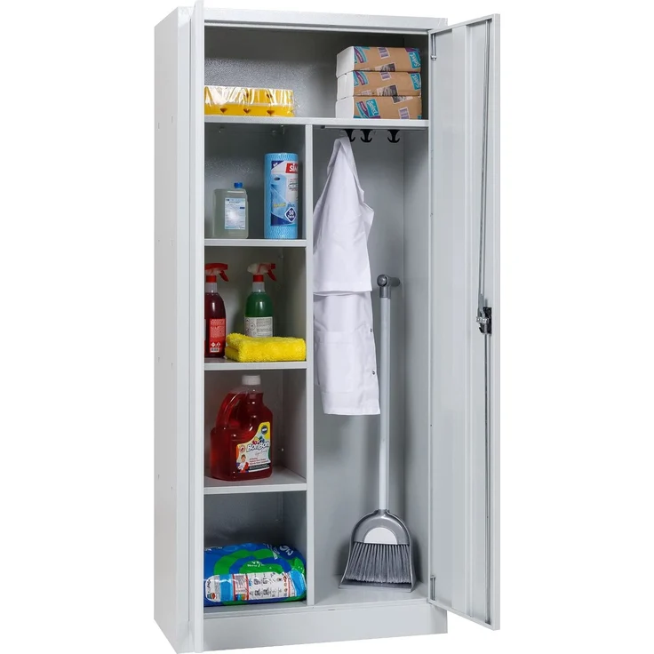 Putzmittelschrank Stahl, 80x38x180 cm, grau – Bild 1