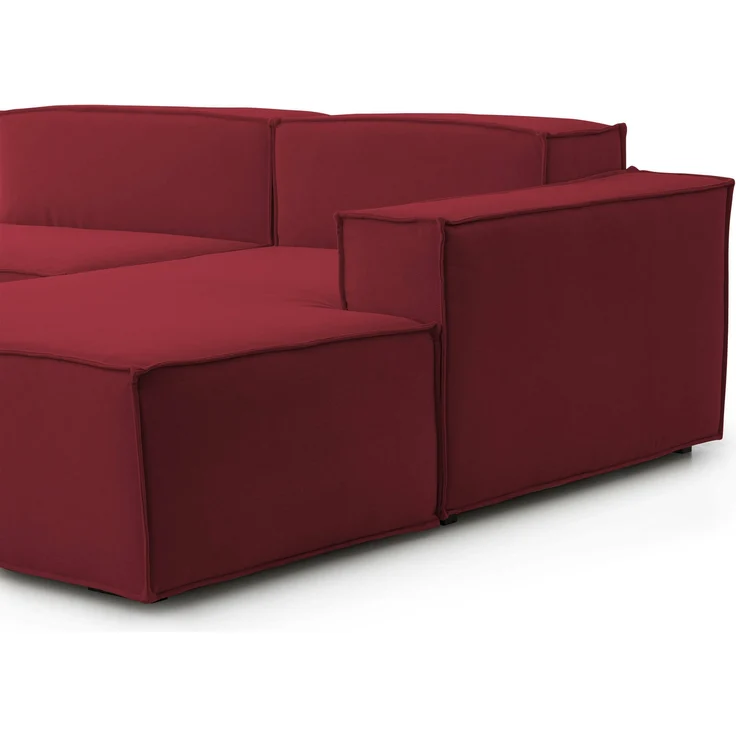 Dmora Sofa mit Halbinsel Ameli, modulares Sofa mit rechter Chaiselongue, modernes Stoffsofa, 100 % Made in Italy, 240 x 170 x 70 cm, Rot – Bild 4