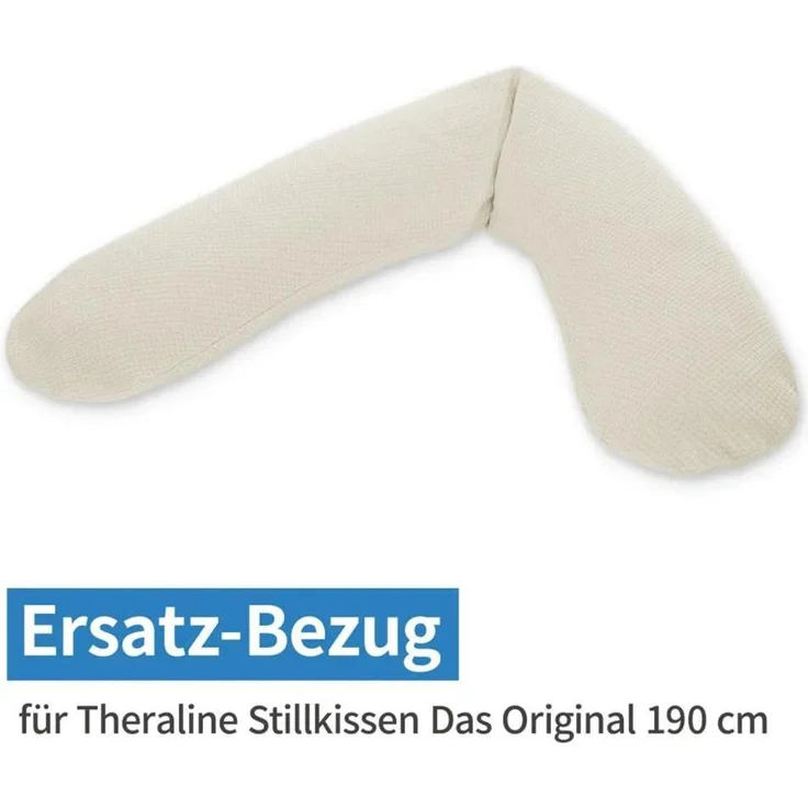 Theraline Stillkissen 4-tlg. Sparset, Original 190 cm, inkl. 2 Bezügen und Nachfüllpack Mikroperlen, hautfreundlich, pflegeleicht