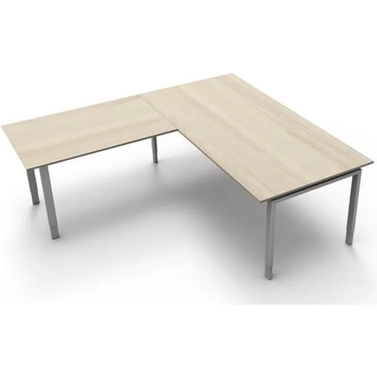 Kerkmann Schreibtisch Besprechungstisch 4170 Form 5 200x100x68-82 cm Vierfuß-Gestell höhenverstellbar mit Anbautisch Ahorn