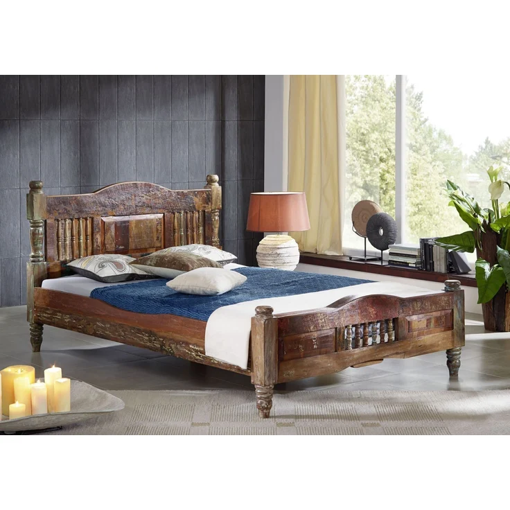 Bett Altholz 180x200x100 mehrfarbig lackiert FABLE #13 – Bild 9