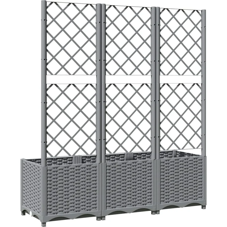 vidaXL Pflanzkübel mit Rankgitter Hellgrau 120x40x136 cm PP 153274 – Bild 6