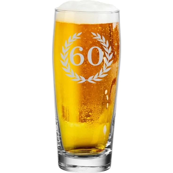 Luxentu Willi Becher Bierglas Helles-Glas 0,5 Liter mit Eichung - 60. Jubiläum