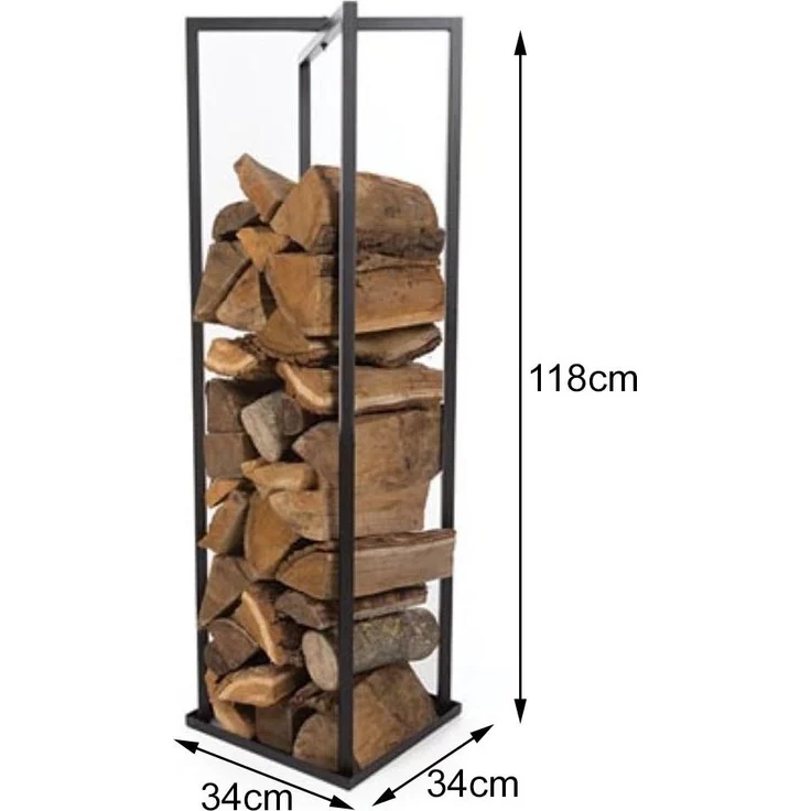 Kaminholzregal für innnen, Stahl Schwarz - Höhe 118cm Breite 34cm – Bild 3