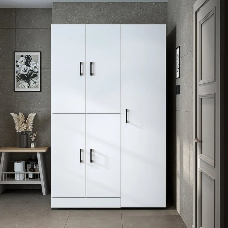 Roomart Waschmaschinenumbauschrank DORA Waschküche 115 cm mit Hochschrank, Soft-Close, 4 Farben (Waschmaschinenschrank DORA für Trockner & Waschmaschine in 4 Farben) Soft-Close-Türen, Vollauszug, 130kg Belastbarkeit, 4 Farben – Bild 3