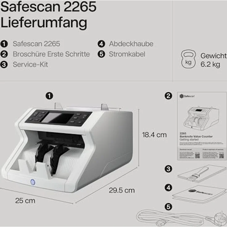 Safescan Geldzählmaschine mit Wertzählung 2265 G2 3,9-Zoll – Bild 8