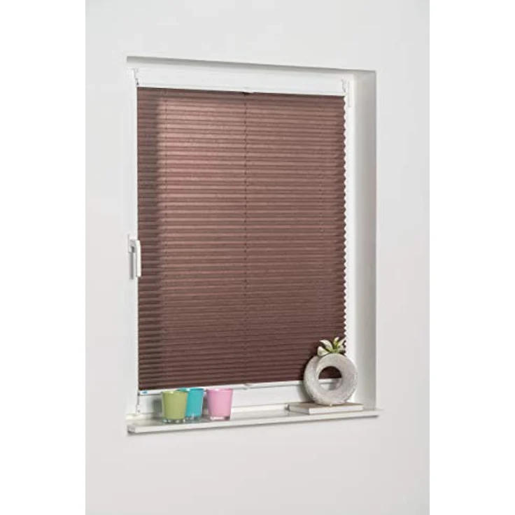 K-home Klemmfix-Plissee Palma 40x210 cm (B x L) Mokka Lichtschutz +++ Moderne Crushed Optik +++ – Bild 3