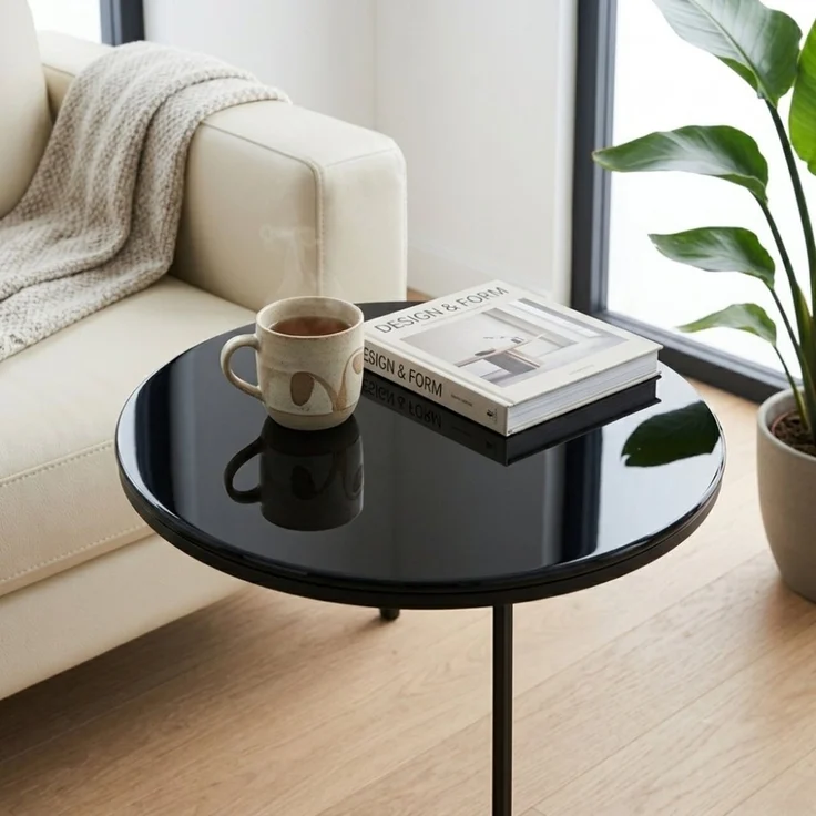 Glasplatte TERRY 40cm schwarz 8mm rund ESG Gehärtetes Glas Scheibe Bodenplatte Glasscheibe Platzteller – Bild 6