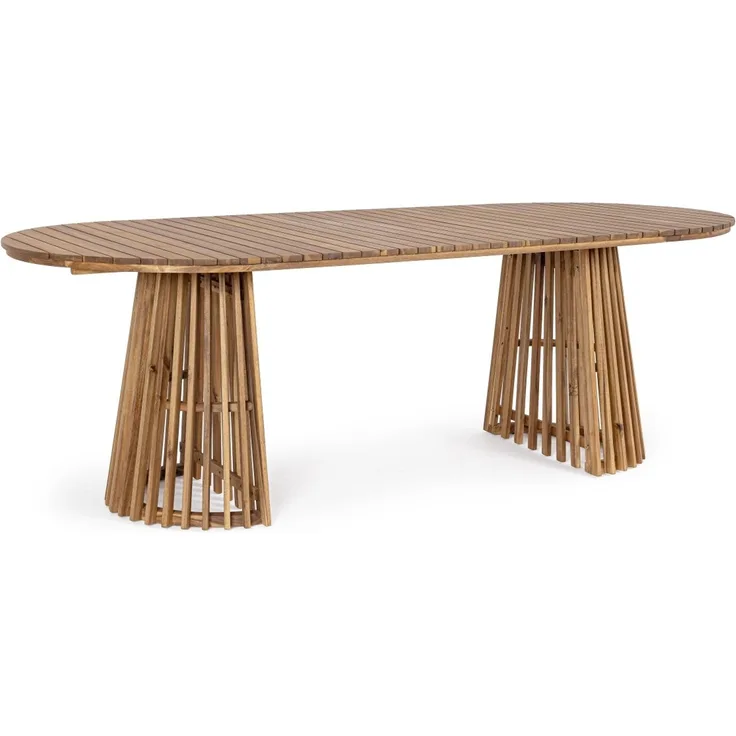 Gartenesstisch Rodano aus Akazienholz, skandinavischer Stil, natur, für 6-8 Personen, 220x100 cm