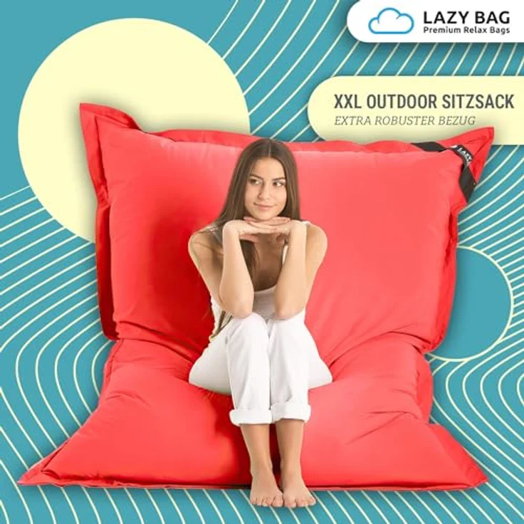 LAZY BAG Sitzsack für Indoor & Outdoor, Rot, Nylon, 400 l – Bild 5