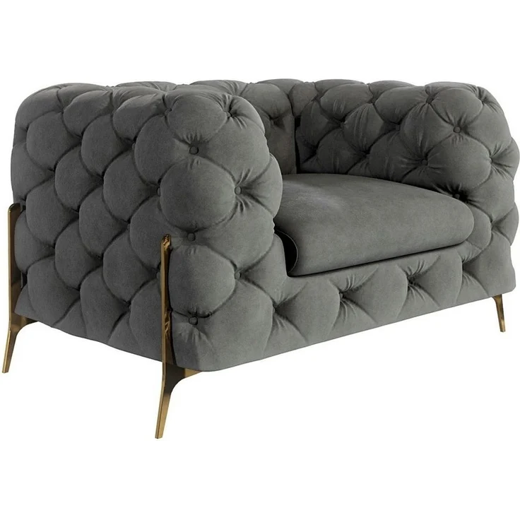 S-Style Möbel Chesterfield-Sessel Ashley mit Goldene Metall Füßen, mit Wellenfederung – Bild 2