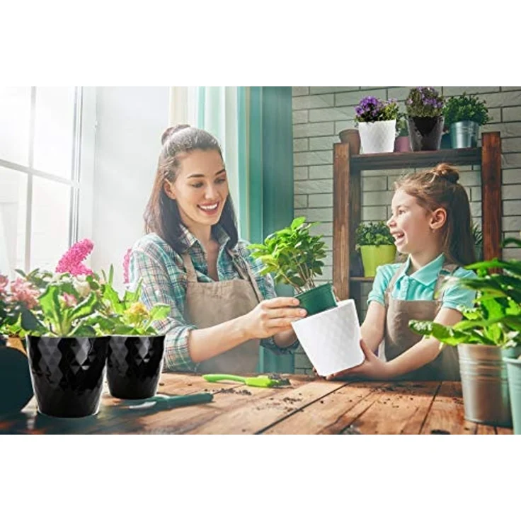 Centi Pflanzkübel Moderner Blumentopf weiß glänzend Facettenoptik (3er-Set) – Bild 6