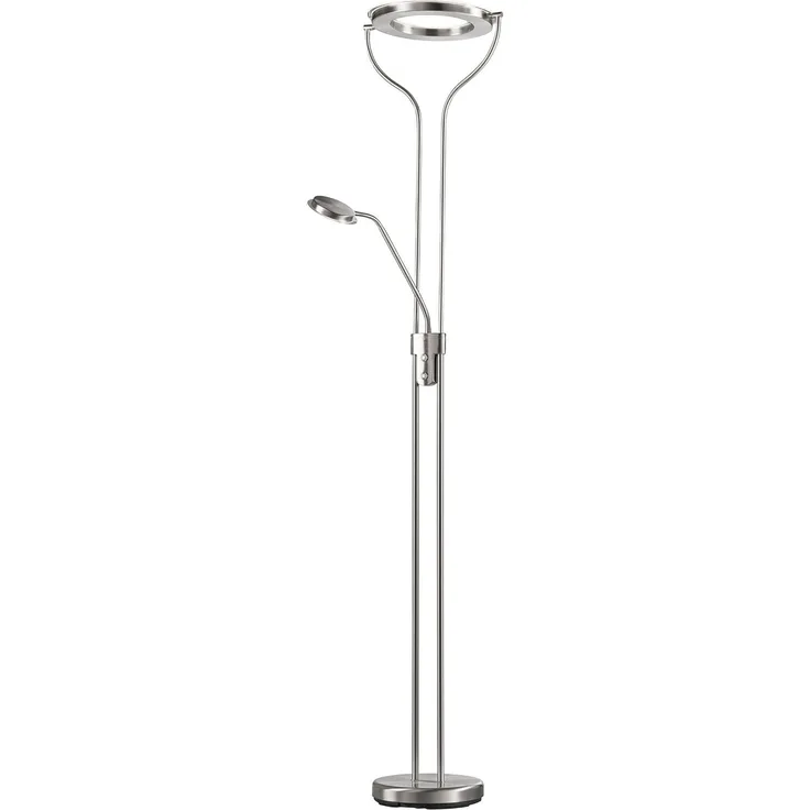 Fischer & Honsel 40469 LED Stehleuchte Davos nickelfarben mit Leseleuchte CCT