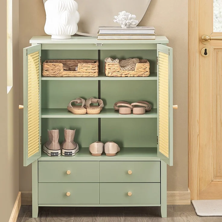 SoBuy FSB72-GR Schuhschrank, MDF, Lackiert, Grün, 70 x 90 x 34 cm – Bild 5