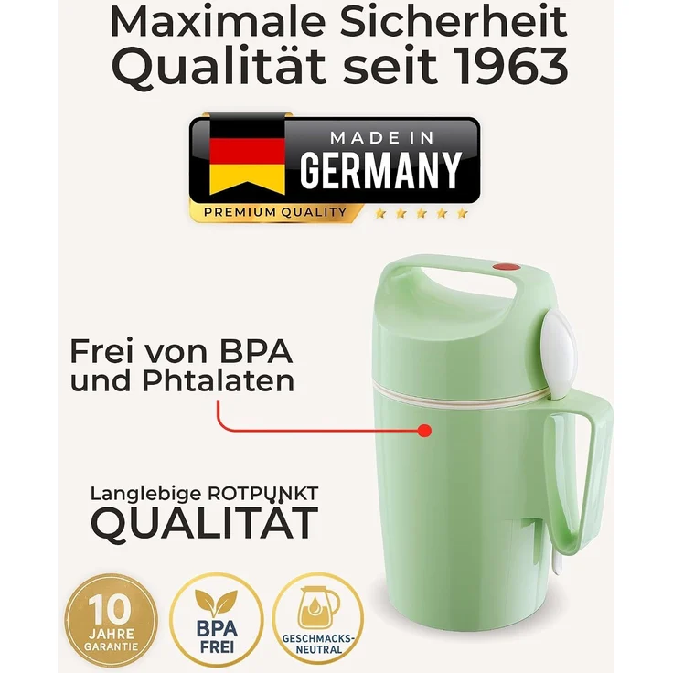 ROTPUNKT Isolierkanne DIRK 850, Thermobehälter Glaseinsatz, 0.85 l, isolierend, BPA-frei, phthalatfrei, inklusive Löffel – Bild 6
