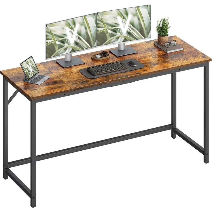 VASAGLE Tisch, Computertisch, Bürotisch, 140 x 50 x 76 cm | Für Arbeitszimmer, Schlafzimmer, Wohnzimmer, Rustikales Braun-Mattschwarz, BARNET Kollektion LWD043B01