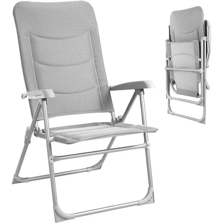 TLGREEN Klappstuhl mit Polsterung,6-fach verstellbarer Campingstuhl, (1 St), Stabiler Aluminiumrahmen & 2 cm dicke Polsterung,bis 150 kg