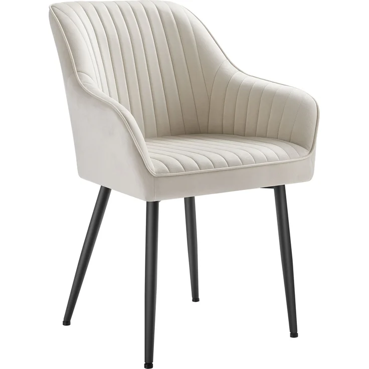 SONGMICS Esszimmerstuhl mit Armlehnen, Samt, 62,5 x 60 x 85 cm, 1x Armlehnenstuhl, Cappuccinobeige – Bild 1