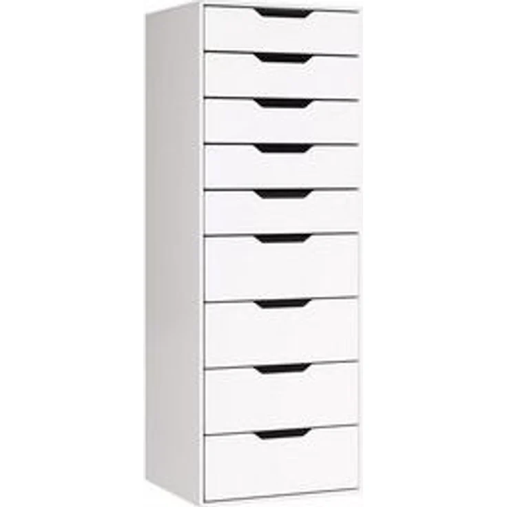 Homfa Kommode Schubladenschrank, Hochkommode, mit 9 Schubladen, schmal, weiß, 45x40x124,5cm – Bild 6