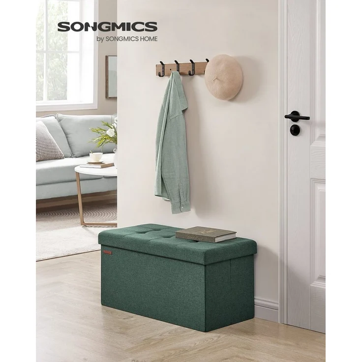 SONGMICS Sitzbank Sitzhocker mit Stauraum, klappbare, für Wohnzimmer Schlafzimmer Flur, 38 x 110 x 38 cm Fußbank, Aufbewahrungsbox, bis 300 kg belastbar – Bild 3