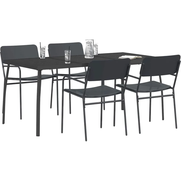 vidaXL Essgruppe 5 stk. Anthrazit 165 x 80 x 72 cm Stahl 3422862 – Bild 3