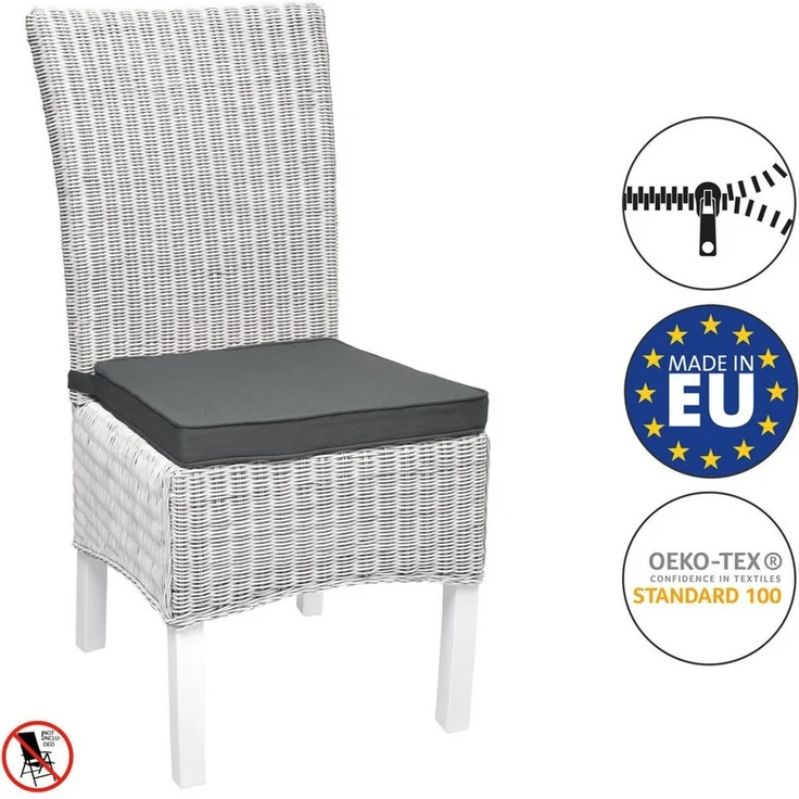 Beautissu Stuhlkissen 8er Set Loft SK Stuhlkissen 45x40 cm mit Bändern rutschfest Anthrazit, Abnehmbarer Bezug 30°C, Made in EU, komfortabler Schaumstoff – Bild 2
