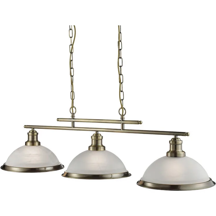 XXXL Hängeleuchte Bistro, höhenverstellbar, Weiß und Messing, Metall und Glas, 100x82x28 cm