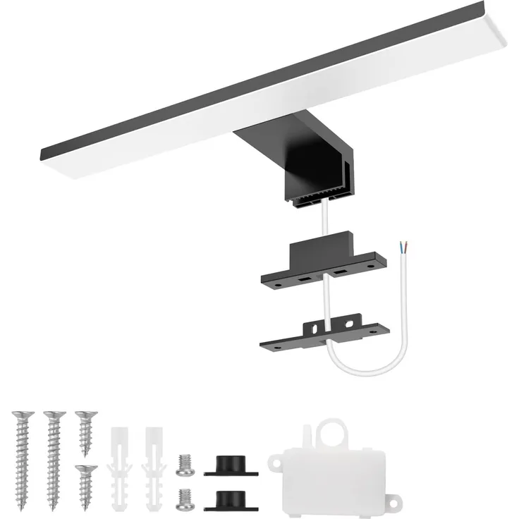 Aourow LED Spiegelleuchte Bad 5W,300mm 500lm Spiegellampe Badezimmer,Neutralweiß 4000K IP44 Wasserdicht Badlampe Spiegel 230V Spiegelschrank Beleuchtung KLASSE II(Schwarz)