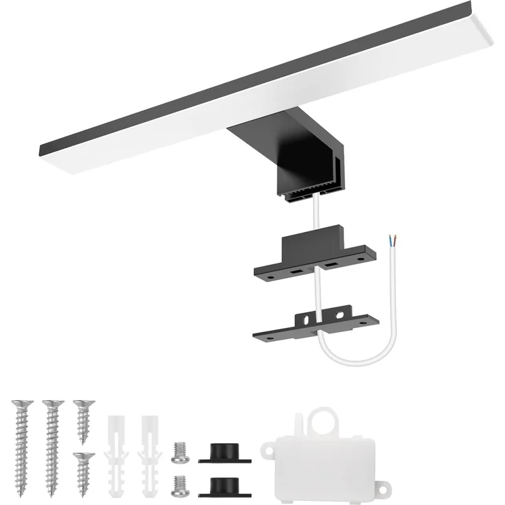 Aourow LED Spiegelleuchte Bad 5W,300mm 500lm Spiegellampe Badezimmer,Neutralweiß 4000K IP44 Wasserdicht Badlampe Spiegel 230V Spiegelschrank Beleuchtung KLASSE II(Schwarz) – Bild 1