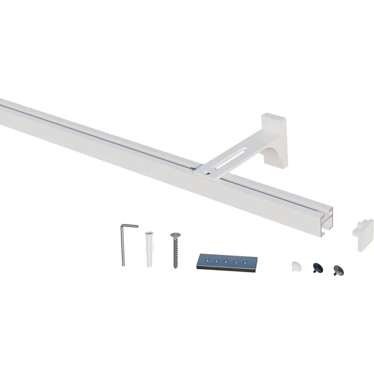 Gardineum Innenlaufschiene Eckige Innenlaufstange/ Gardinenstange 20x20mm mit Wandhalterung-1lfg