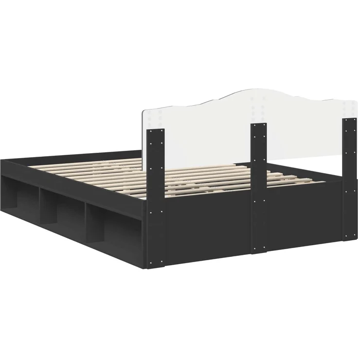 vidaXL Bettrahmen Schwarz 160 x 200 cm Massives Kiefernholz 3412872 – Bild 8