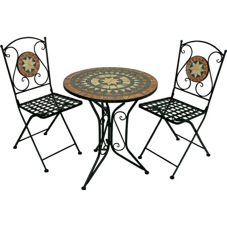 Garden Pleasure Balkon Set, 3tlg., Mosaik Metall, Schwarz / Braun – Bild 4