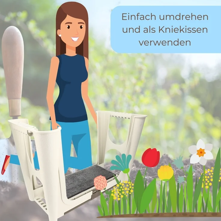 2er Set Kniebank 2in1 Kniekissen Garten Bank Sitzhocker Gartenkniebank Stauraum Kniehocker Gartenarbeit Gartenhocker mit Aufstehhilfe – Bild 4