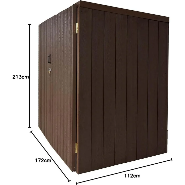 WPC-Fahrradgarage HWC-J29, Geräteschuppen Fahrradbox, Metall Holzoptik abschließbar ~ 2 Räder 172x213x112cm braun – Bild 10