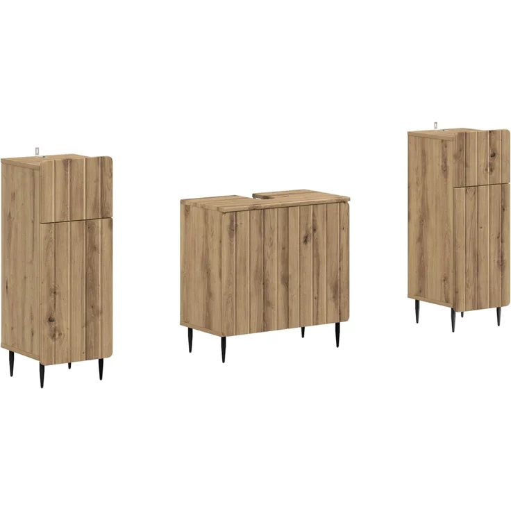 vidaXL 3-teiliges Badezimmer-Schranksystem ZWOLLE 3 stk. Artisan-Eiche 3418007 – Bild 2