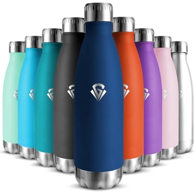 Trinkflasche Edelstahl 500ML, BPA-frei, Wasserflasche, Auslaufsichere Isolierflasche Doppelwandig, Thermosflasche, Trinkflasche Kohlensäure Geeignet, Water Bottle für Fitness, Schule, Kinder