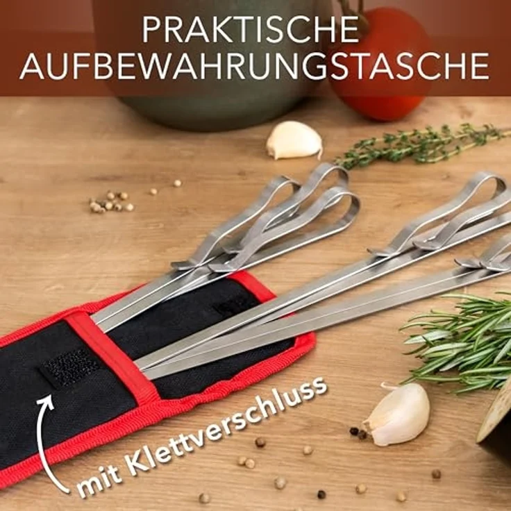 AVANA Grillspieß lange Spieße aus Edelstahl wiederverwendbar Grill 43cm Fleischspieße (10-St), für Fleisch & Gemüse – Bild 4