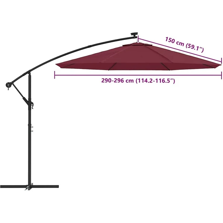 vidaXL Ersatzbezug für Ampelschirm Bordeauxrot 300 cm 313809 – Bild 7