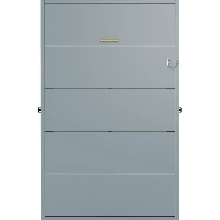 Merax Schrankbett, 90x200 cm Murphy-Bett, Metallrahmen-Wandklappbett, Faltbett Kombination aus Metallrahmen und Holzplatte, mit Verriegelbarer Wandbefestigung, Grau – Bild 7