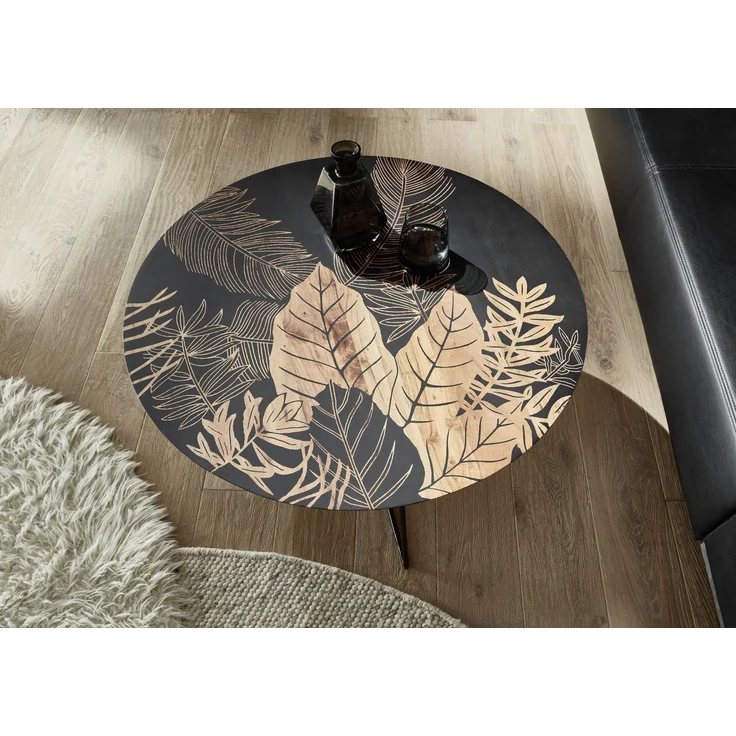 Beistelltisch >MIRANDELA< in floraler Druck, Mango Massivholz - 55x50x55 (BxHxT) – Bild 2