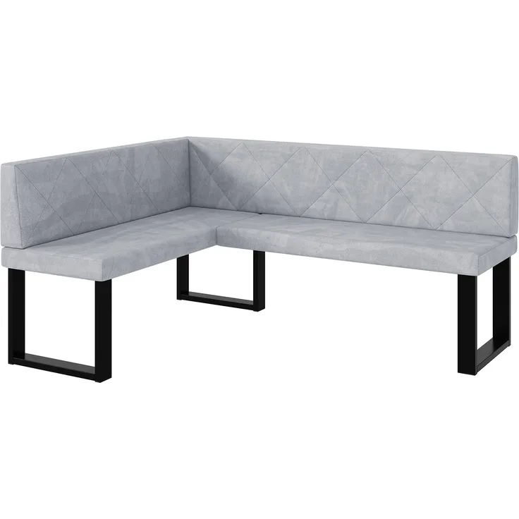 MEBLINI Eckbank für Esszimmer - Küchenbank - Essecke - Sitzecke Küche - ERIC - U-Beine 128x168x87cm Links - Hellgrau Samt
