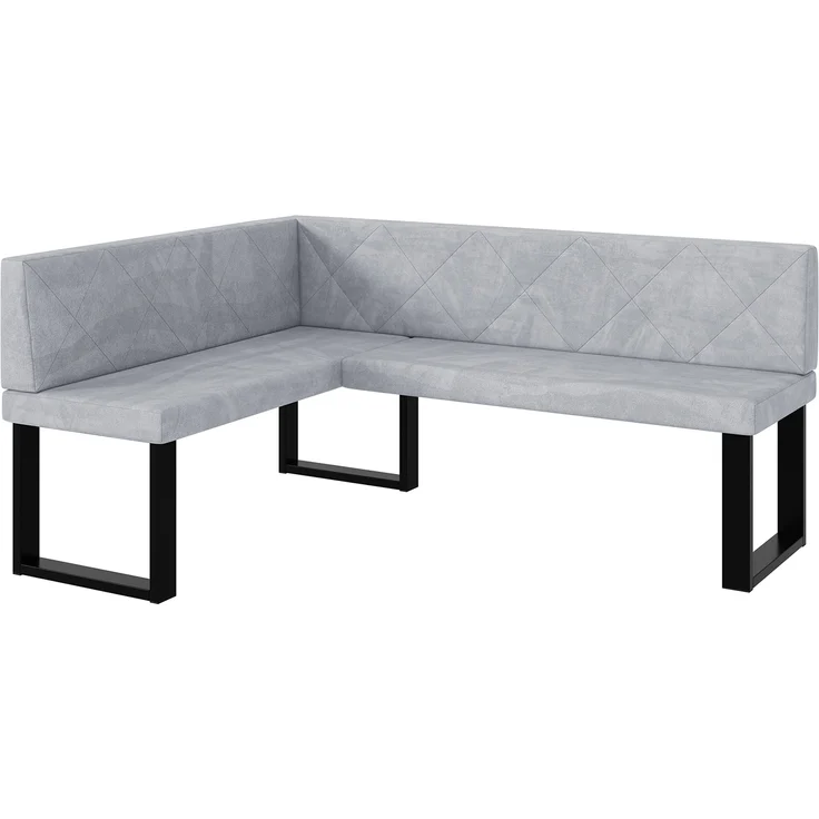 MEBLINI Eckbank für Esszimmer - Küchenbank - Essecke - Sitzecke Küche - ERIC - U-Beine 128x168x87cm Links - Hellgrau Samt – Bild 1