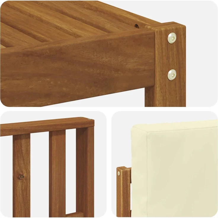 vidaXL Outdoor-Sofagarnitur 9 pcs Natur und Creme Massivholz Akazie 3366178 – Bild 6