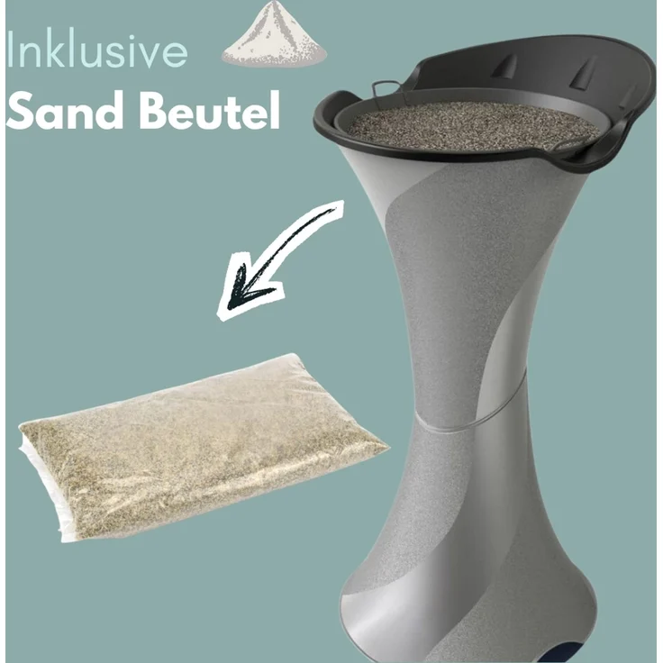 Standaschenbecher für Draußen Aschenbecher Outdoor Wetterfest Stand Aschenbecher für Draussen Standascher Säulenascher für Terrassen Balkone Stehaschenbecher Silber – Bild 6