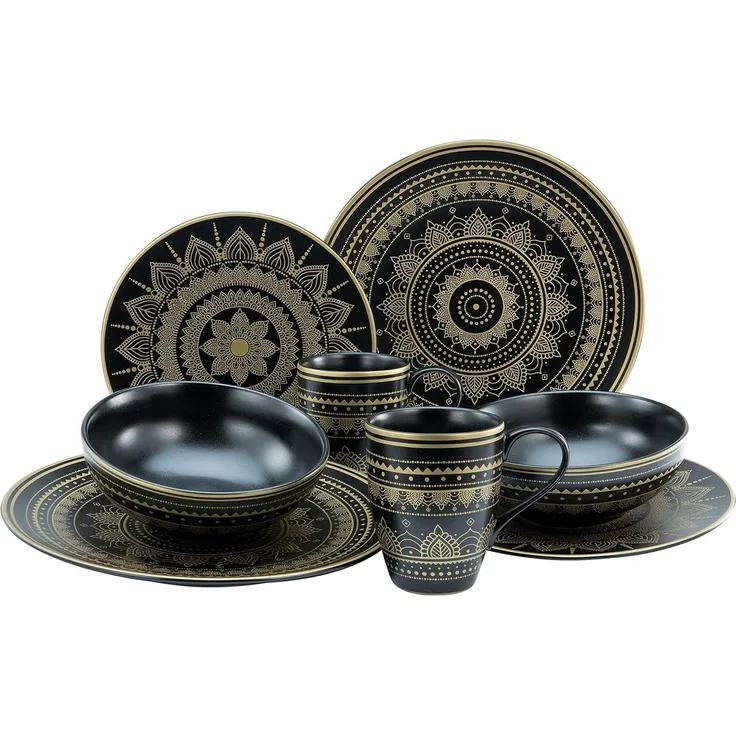 Mandala Gold Schwarz, Kombiservice 8-tlg (mo)