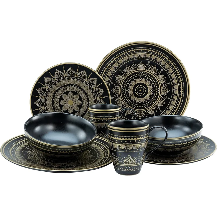Mandala Gold Schwarz, Kombiservice 8-tlg (mo) – Bild 1