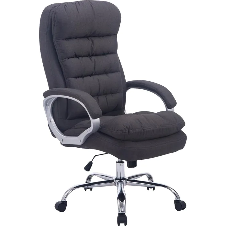 DELUKE® Bürostuhl SOUK Stoff - 116x68x77, Dunkelgrau Stoff Metall in Chromoptik Gestell ergonomische Bürostühle Homeoffice Stuhl mit Rollen