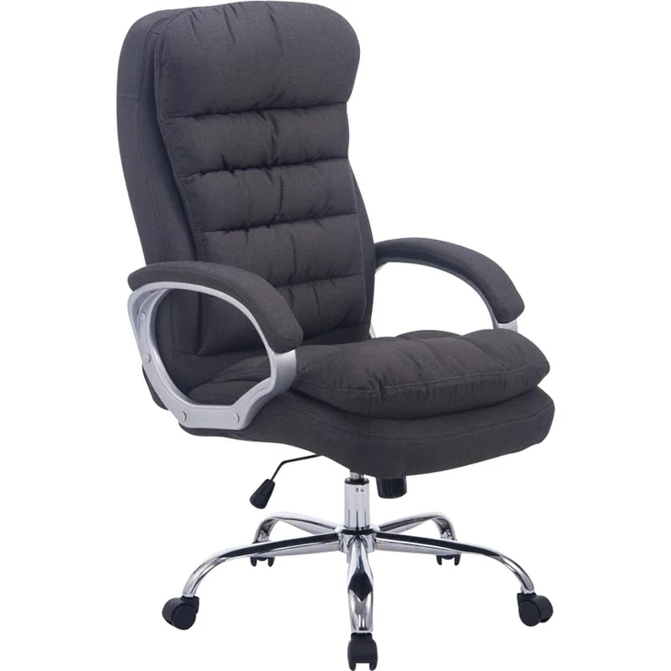 DELUKE® Bürostuhl SOUK Stoff - 116x68x77, Dunkelgrau Stoff Metall in Chromoptik Gestell ergonomische Bürostühle Homeoffice Stuhl mit Rollen – Bild 1