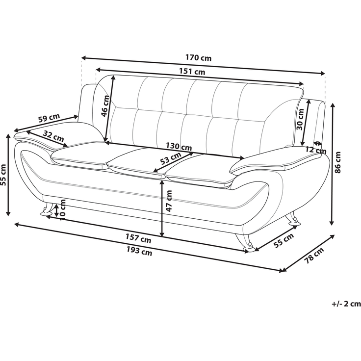 Sofa 3-Sitzer LEIRA Kunstleder Weiß – Bild 2