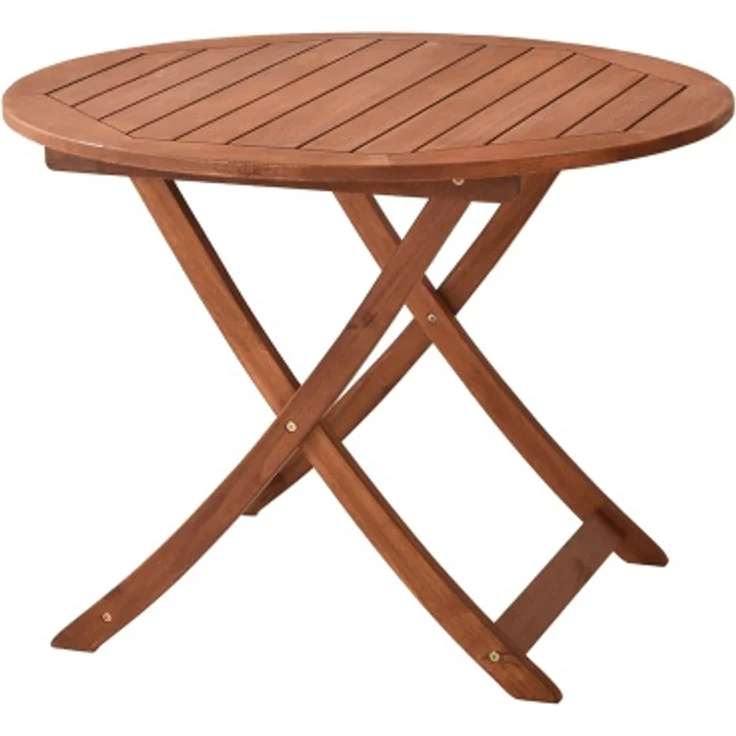 Borkum Gartenmöbel Set 9tlg, 4 Sessel, 4 Auflagen, Klapptisch Ø 100 cm, Eukalyptus – Bild 4